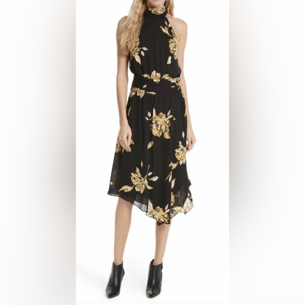 Joie Kehlani Floral Silk Halter Dress Size 0 NEW